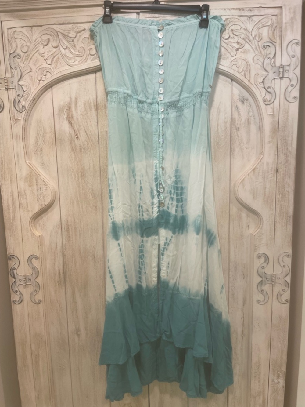 Guess Strapless Ombre Maxi Dress in Aqua and Teal